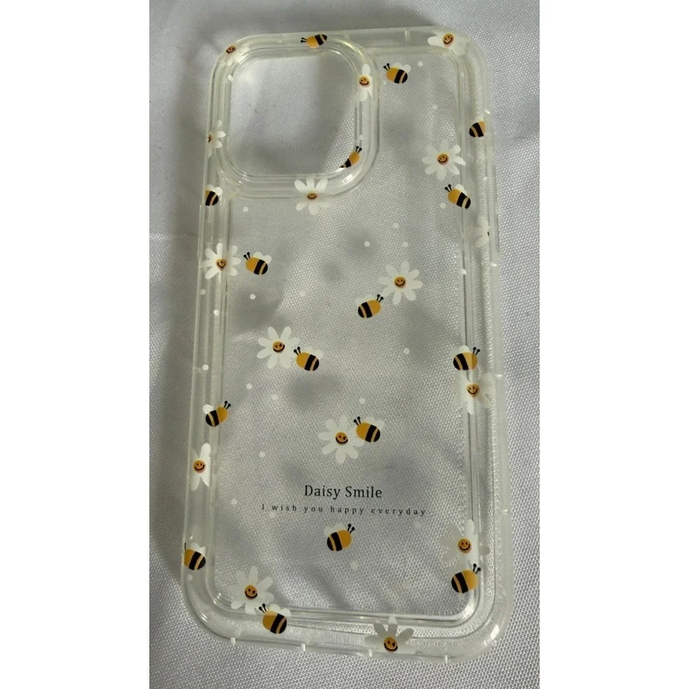 iPhone 14 Pro Max+/iphone15 Pro Max Plastic Case Daisy Smile Design Bees